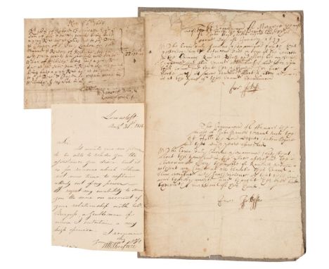 * Historical Autographs. A collection of approx. 36 autograph letters and 6 further manuscript documents, c. 1640/1829, the o