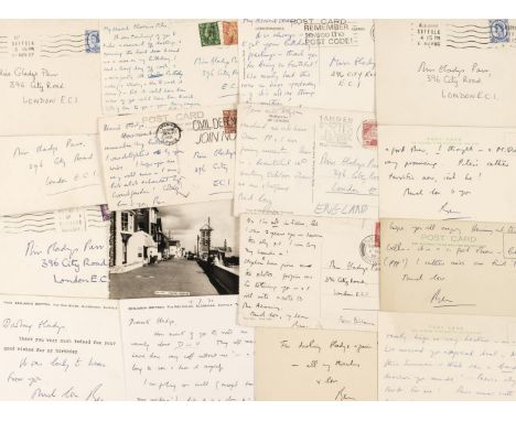 * Britten (Benjamin, 1913-1976), English composer and conductor. A group of 16 Autograph Postcards and Notecards Signed, 'Ben