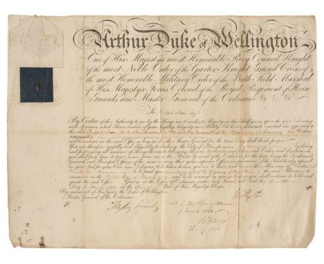 * Wellesley (Arthur, 1769-1852). 1st Duke of Wellington, Prime Minister, 1828-30, 1834. Two Documents Signed, ‘Wellington’, i