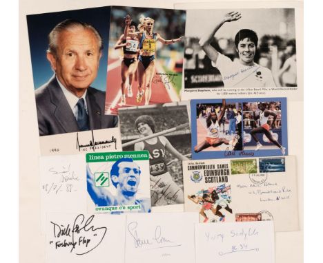 * Athletics. A collection of approximately 45 ink signatures, 20th century, mostly notecards (with some photographs), includi