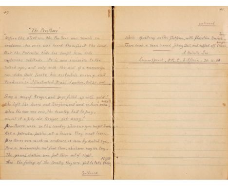 * Boer War Diary. 'Flashes of Thoughts for Spare Moments', by A. Melville 'Sapper' Gee, composed during the Boer War, South A