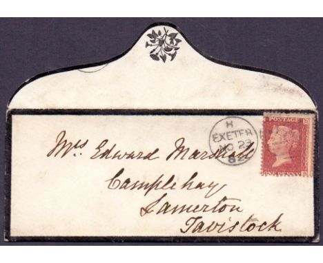 1862 small mourning cover from Exeter to Tavistock, very attractive item. With Penny Red star.