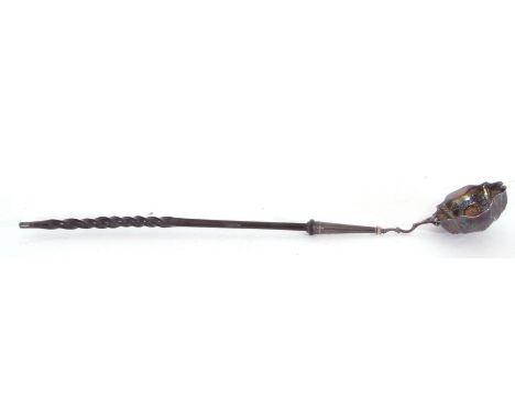 Georgian silver double lipped toddy ladle, the base of the bowl with contemporary presentation engraving "6 best carnations, 