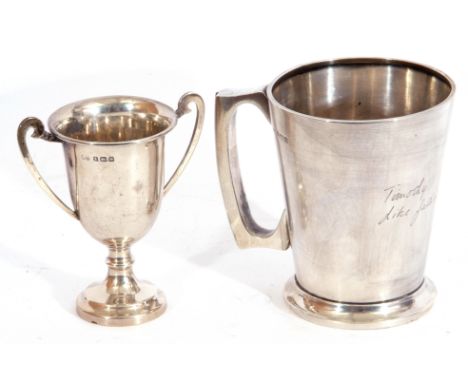 Mixed Lot: George VI silver tankard of tapering cylindrical form, applied reeded C-shaped handle standing on a spreading foot