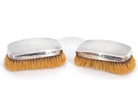 Pair of George VI silver backed clothes brushes with engine turned decoration, Birmingham 1938, maker,s mark William Neil &am