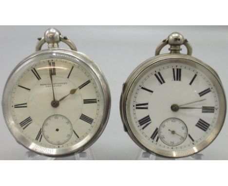 Gregory Marshall Rotherham - silver key wound pocket watch,  white enamel Roman dial with subsidiary seconds, double bottom c