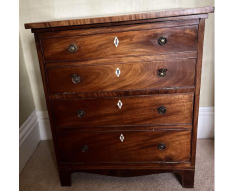 George III mahogany commode, later adapted with two faux drawer fall fronts on shaped bracket feet, W65cm D45cm H75cm 