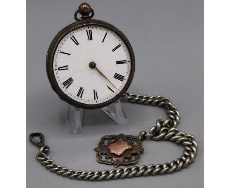 Beaumont Margate - silver key wound pocket watch, white enamel Roman dial, double bottom coin edged case, London 1872, signed