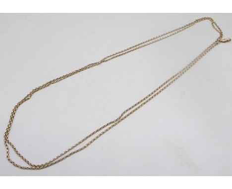 9ct yellow gold double belcher chain necklace with dog clip clasp, stamped 9c, 13.32g 