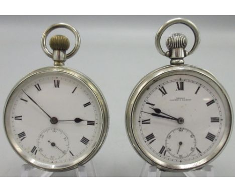 Buren retailed by Triggs Clapton &amp; Hackney - silver keyless pocket watch, signed white enamel dial with subsidiary second