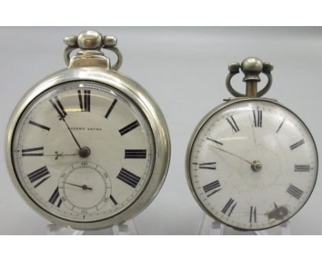 Victorian Patent Lever silver pair case pocket watch, white enamel Roman dial with subsidiary seconds, case no. 18518 London 