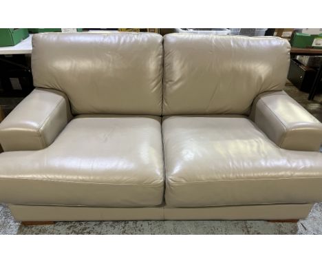 Plush think sofas pebble leather Melbourne three seat sofa, with loose seat cushions, W173cm D103cm H88cm 