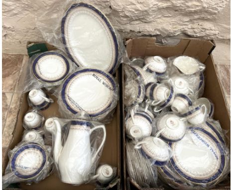 Royal Worcester 'Regency' pattern cobalt blue coffee and dinner ware (qty) 