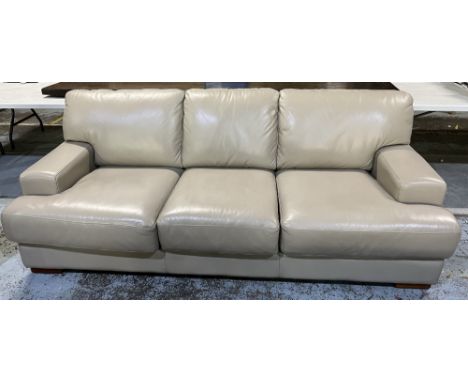 Plush think sofas pebble leather Melbourne three seat sofa, with loose seat cushions, SW233cm D103cm H88cm 