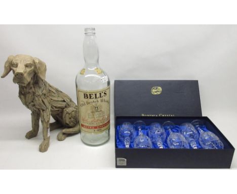 Various collectables, incl. a resin model of a dog, H40cm; Mdina glass vase; Willow Tree figures; Moorland Pottery mugs; larg
