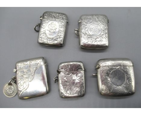 Victorian hallmarked Sterling silver vesta with foliage detail to one half, with attached three penny 1938, by Samuel M Levi,