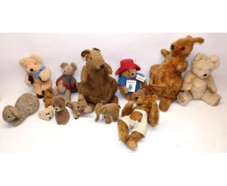 Collection of mid C20th and later soft toys incl. a Hermann mohair elephant, H13cm, etc. (qty) 