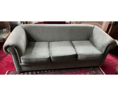 Chesterfield type sofa, traditional shape with three seat cushions, W204cm D90cm H74cm 