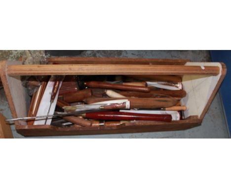 Very large collection of woodworking chisels, joiners tools and handmade tool carrier 