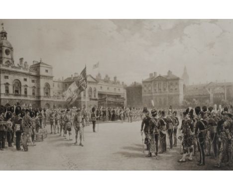 ERNEST CROFTS 'H.M KING EDWARD VII distributing the war medals to the S.A. Volunteers, June 12th 1901' print, 96cm x 93cm