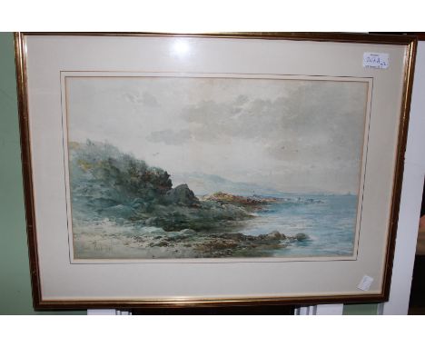 ALBERT POLLITT &ndash; TWO LATE 19TH CENTURY LANDSCAPE WATERCOLOURS 26cm x 42cm, together with an Albert Pollitt seascape wat