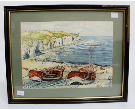 REVEREND R. CROSBY'Old Barge at Snape Maltings, Suffolk', signed watercolour, 23cm x 34cm and J*A* Jones- North Landing 'Flam