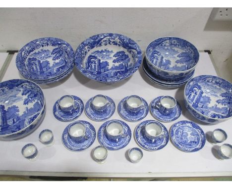 A collection of Spode Copeland Blue Italian including coffee cans and saucers, egg cups, various sized bowls, soup bowls etc