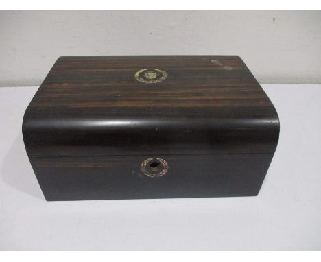 A Victorian Coromandel veneered jewellery box with mother of pearl inlay A/F