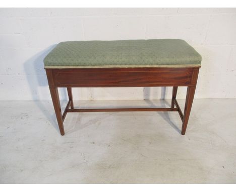 An Edwardian duet stool with inlay detail