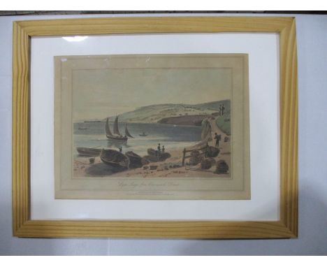 A framed print by William Daniel "Lyme Regis from Charmouth, Dorset" Pub 1825.