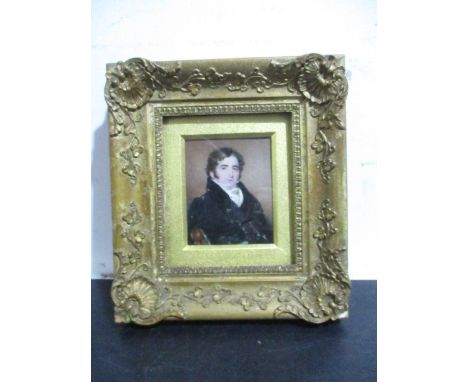 A miniature portrait of a gentleman, signed to reverse S J Stump ( Samuel John Stump 1778-1863) along with the artists addres