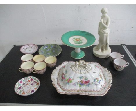 A collection of Victorian china (A/F) including Parian figure and Spode, 