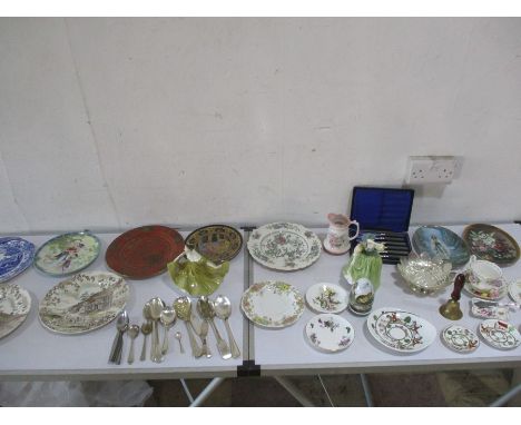 An assortment of miscellaneous china, silver plated cutlery etc including Spode, Royal Doulton (A/F) etc,.