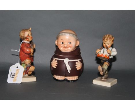 A pair of Goebel child figurines, together with a Goebel Friar figure.  CONDITION REPORT: Each appears to be in good conditio
