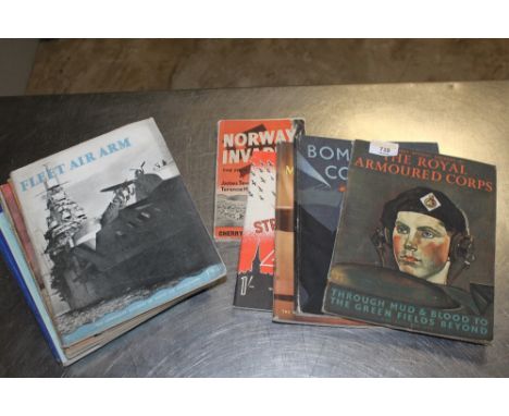 Thirteen Second World War related volumes mostly paperbacks and pamphlets including:- "Bomber Command:- The Air Ministry Acco