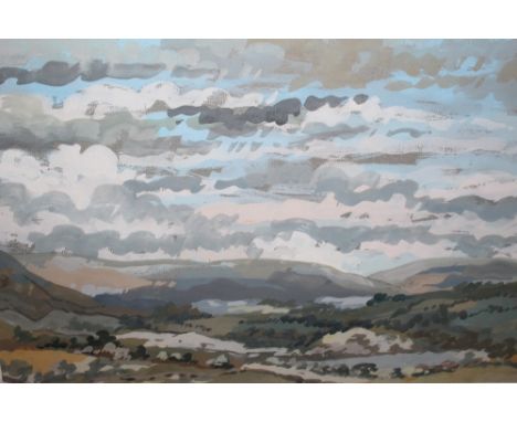 M K Harrison, gouache, "Towards Croasdale", 30 x 44 cm, titled verso in white painted frame and glazed. CONDITION REPORT: Thi