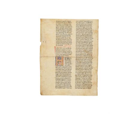 Ɵ Leaf with a homily by Bede, from a monumental codex of Bede's Homilies or Paul the Deacon, Homiliary, with a large and fine
