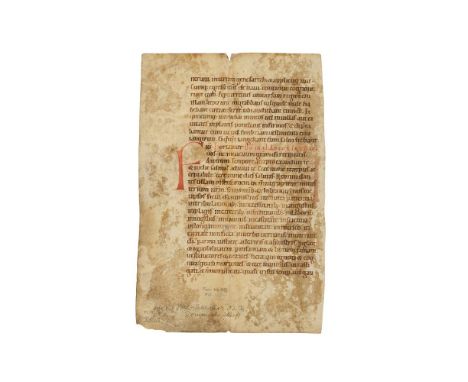 Ɵ Leaf from a Lectionary, in Latin, decorated manuscript on parchment[southern Germany, c. 1100] Single leaf, with single col