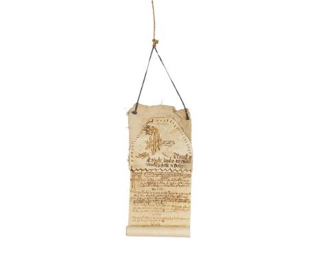 "A terreal of all suche landes as Thom[a]s Yardley hathe in Beoley", a land terrier in Middle English, manuscript on a roll o