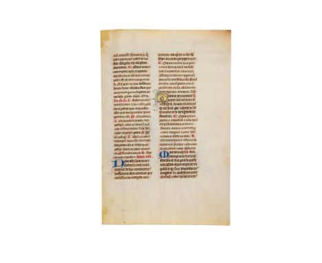 Leaf from a Breviary, with parts of Feast of St. Mary Magdalene, in Latin, illuminated manuscript on parchment[France, c. 140