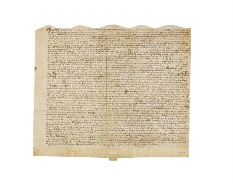 Three charters most probably from the archive of the Abbey of Bury St Edmunds, in Latin, Middle English and Tudor English, ma