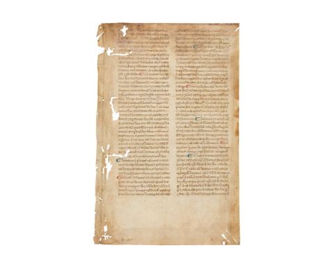 Leaf from Alexander Bonini de Alexandria, In Duodecim Aristotelis Metaphysicae Expositio, a commentary on Aristotle's Metaphy