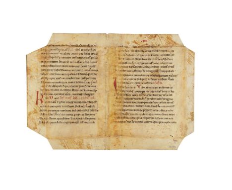 Ɵ Bifolium from a Lectionary with Gospel and Epistle readings for the period after Easter, in Latin, decorated manuscript on 