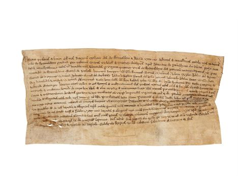 Forged charter concerning the transfer of land at Framsden, Suffolk, by Roger de Mohaut and his wife Isolde, to their heirs, 