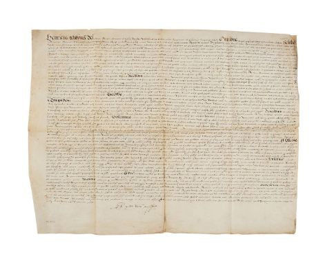 Four charters of London interest, in Latin, manuscript documents on parchment [England, first half of thirteenth to sixteenth