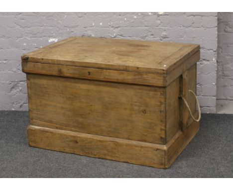 A Victorian fitted mahogany trunk with rope handles.