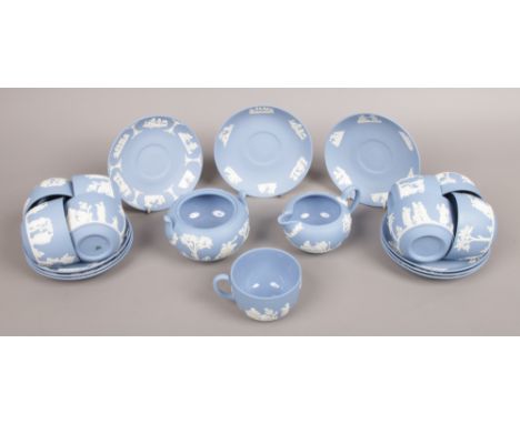 A Wedgwood nine place Jasperware tea service.