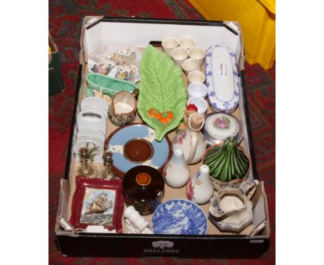 A box of mostly mixed ceramics to include Poole, Sylvac, Carltonware style dish etc.