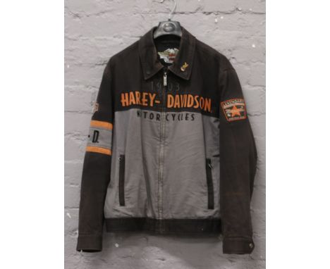 An official gentleman's Harley Davidson two tone jacket, size L with embroidered decoration.