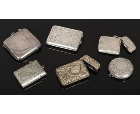 A quantity of mostly silver and white metal match stick holders to include Birmingham 1918 example and silver compact, assaye